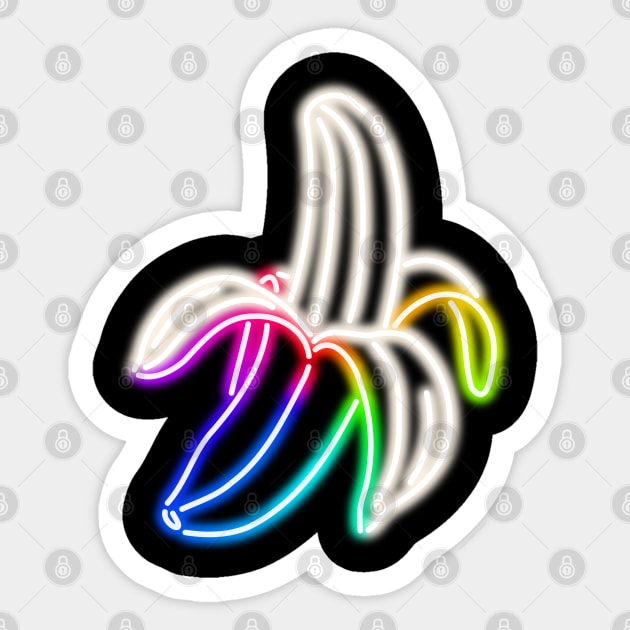 Rainbow Neon Banana Bar Sign Top Left Sticker by gkillerb